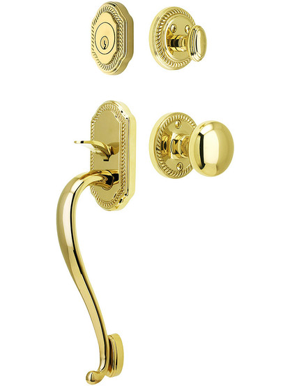 Newport Entry Lock Set in PVD Finish with Fifth Avenue Knob and